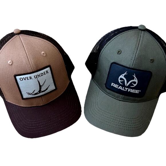2 REALTREE Hats hunting fishing Men's brown Snapback Mesh Baseball Hat Cap lot 2 - Picture 1 of 13